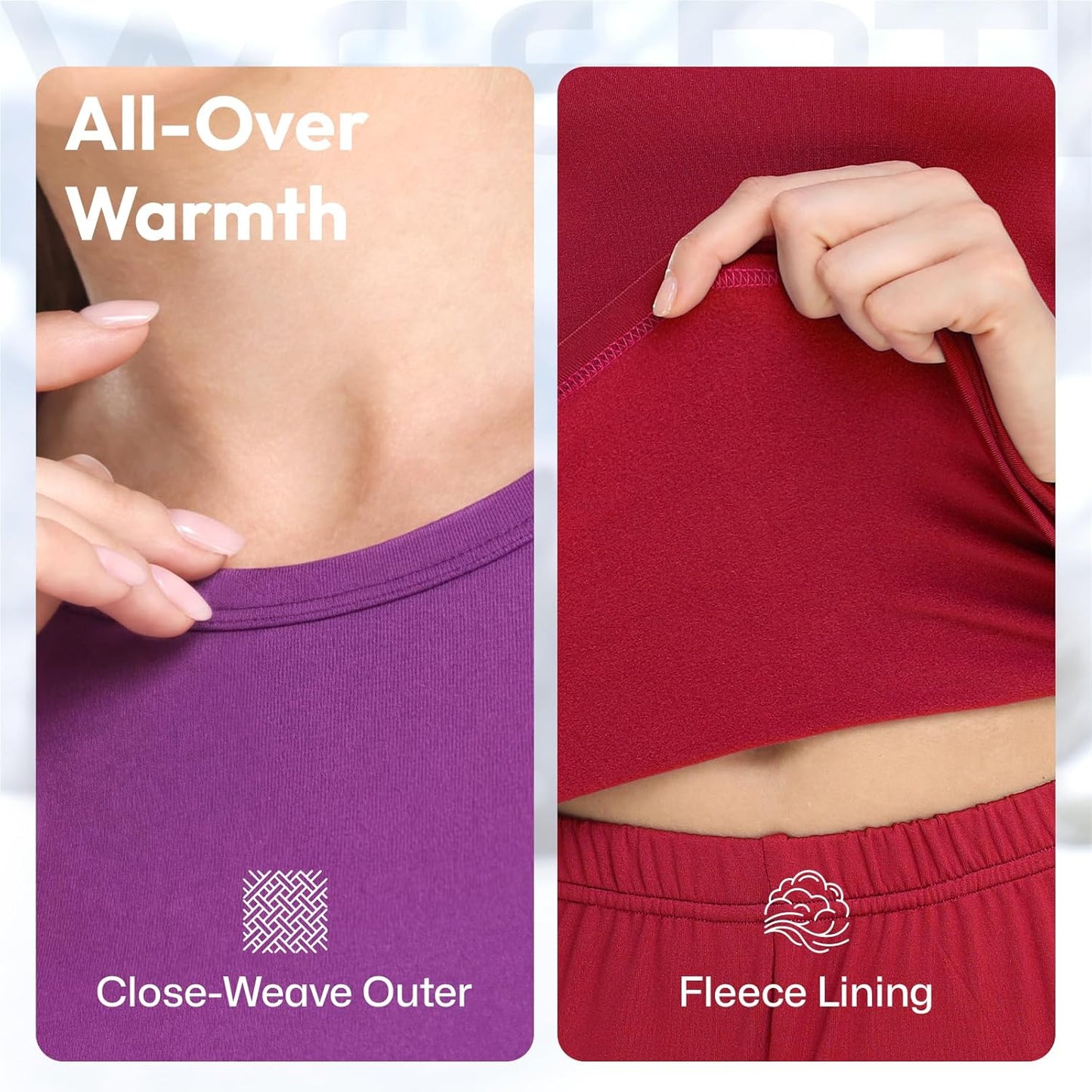 Thermal Underwear for Women - Fleece Lined Long Johns Set | Cold Weather Base Layer