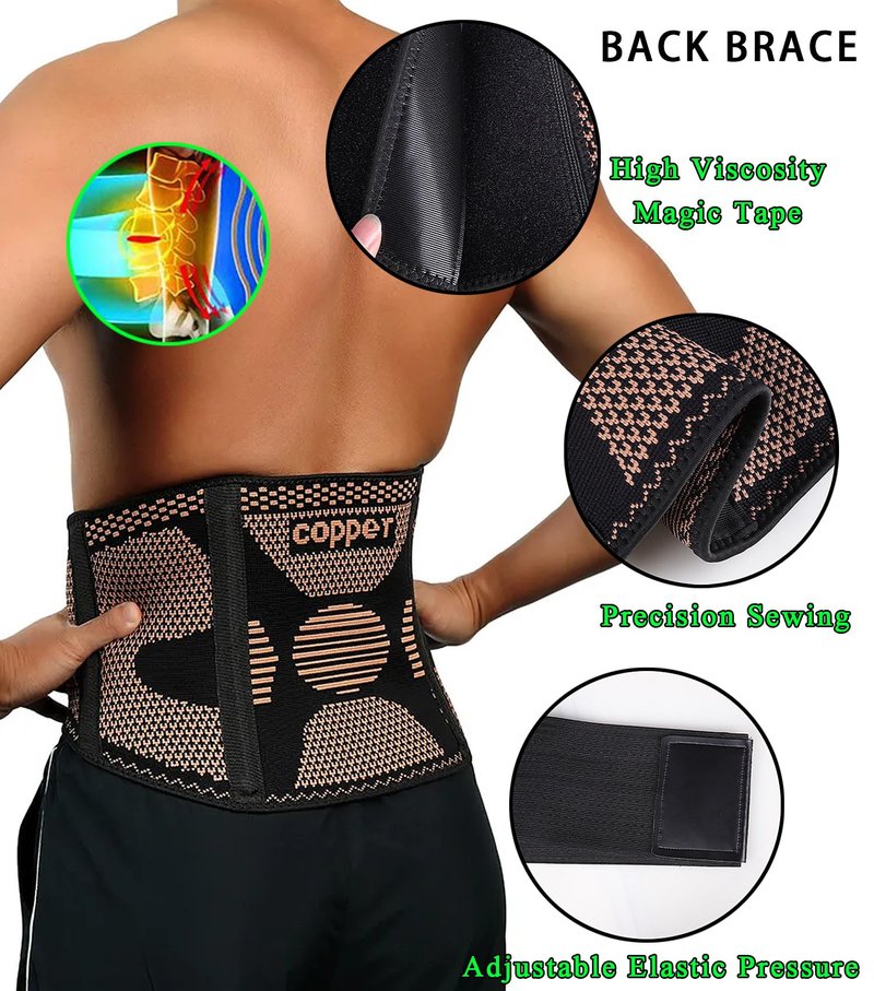 FVVWVV Breathable Lower Back Brace with 4 Stays, Plus Size Lumbar Support Belt for Back Pain Relief with Removable Compression Straps, Back Braces for Herniated Disc, Sciatica,Heavy Lifting