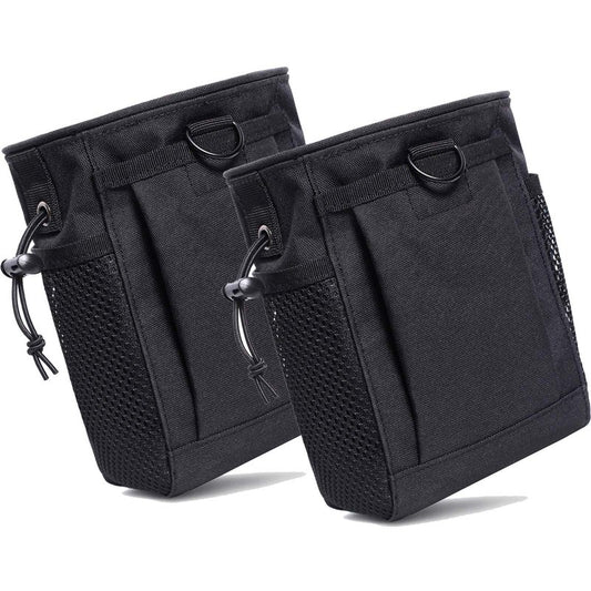 Haafoo Dump Pouch Molle - Tactical Drawstring Magazine Pouch, Molle Ammo Bag, Adjustable Military Utility Belt Holster Molle Dump Bag 2 Pack-Black