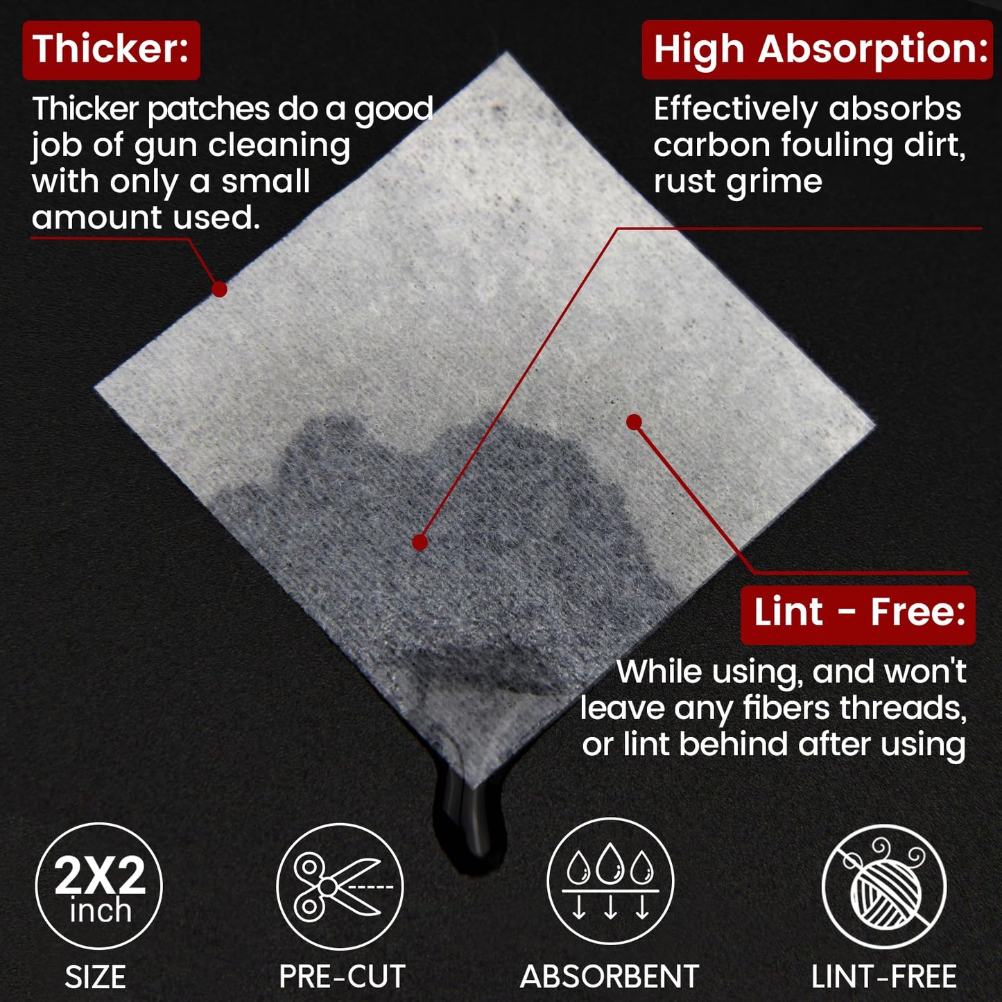 PINGMIC Gun Cleaning Supplies - Gun Cleaning Patches 600PCS and Gun Cleaning Swabs 600PCS, 6" Long Cotton Swabs, 2" x 2" Lint Free Gun Cleaning Cloth Fit Most Caliber Firearms