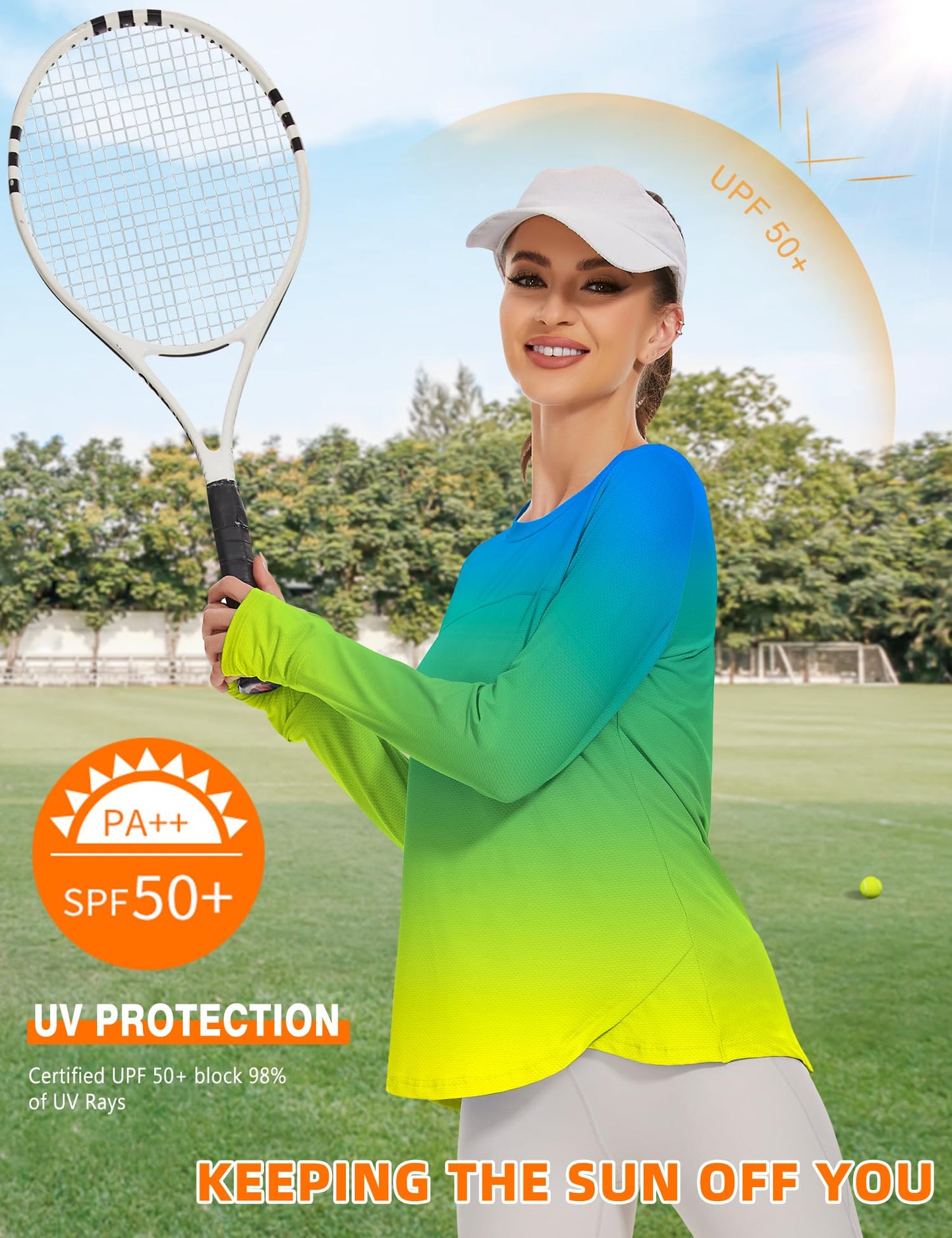 Blingfit Womens Printed UPF 50 Sun Shirt Long Sleeve Swim Rash Guard M