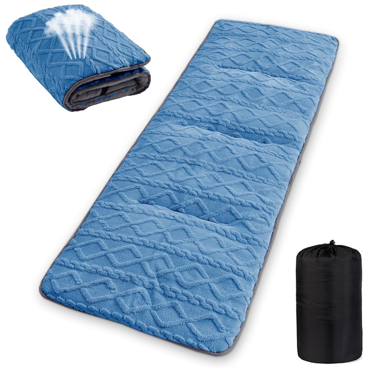 Wamsound Folding Camping Cot Pad - Portable & Comfortable Outdoor Sleeping Mat with Elastic Strap, Lightweight Waterproof Bottom Mattress Pad (75" x 28", Blue)