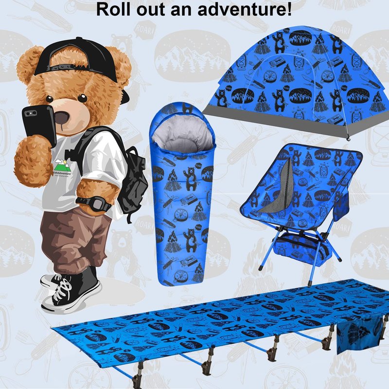 Kids Camping Cot and Toddler Travel Bed | Lightweight and Compact Cots for Sleeping | Portable Folding Cot for Toddler, Kids, Youth and Even Adults (Blue, 63" x 23.5")