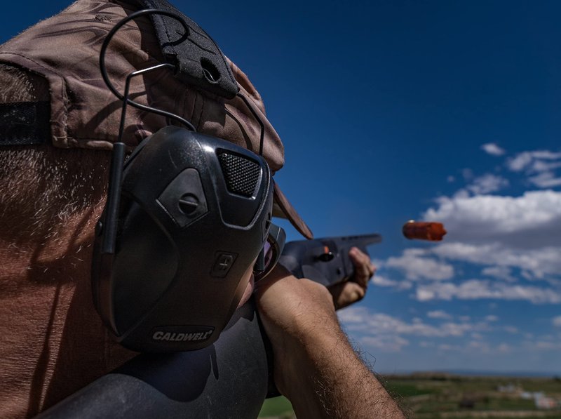 Caldwell E-MAX Adult Black Bluetooth Alkaline Low Profile Electronic Muffs with 24 NRR Ear Protection for Shooting, Hunting
