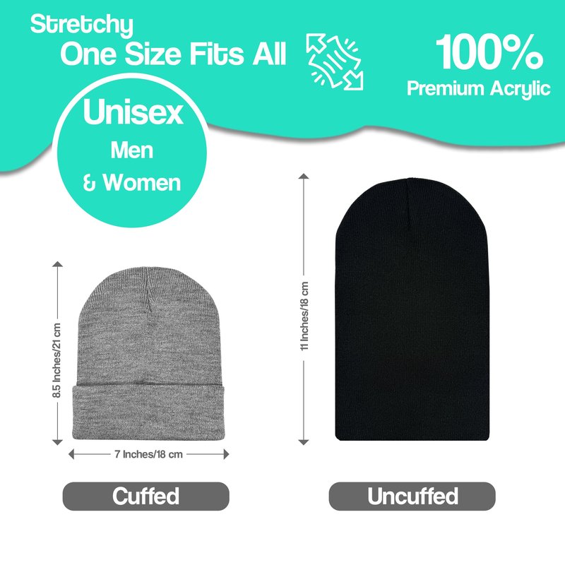2-Sets Beanies & Touch Screen Gloves, Premium Thick Winter Thermal Men Women (Black, One Size)