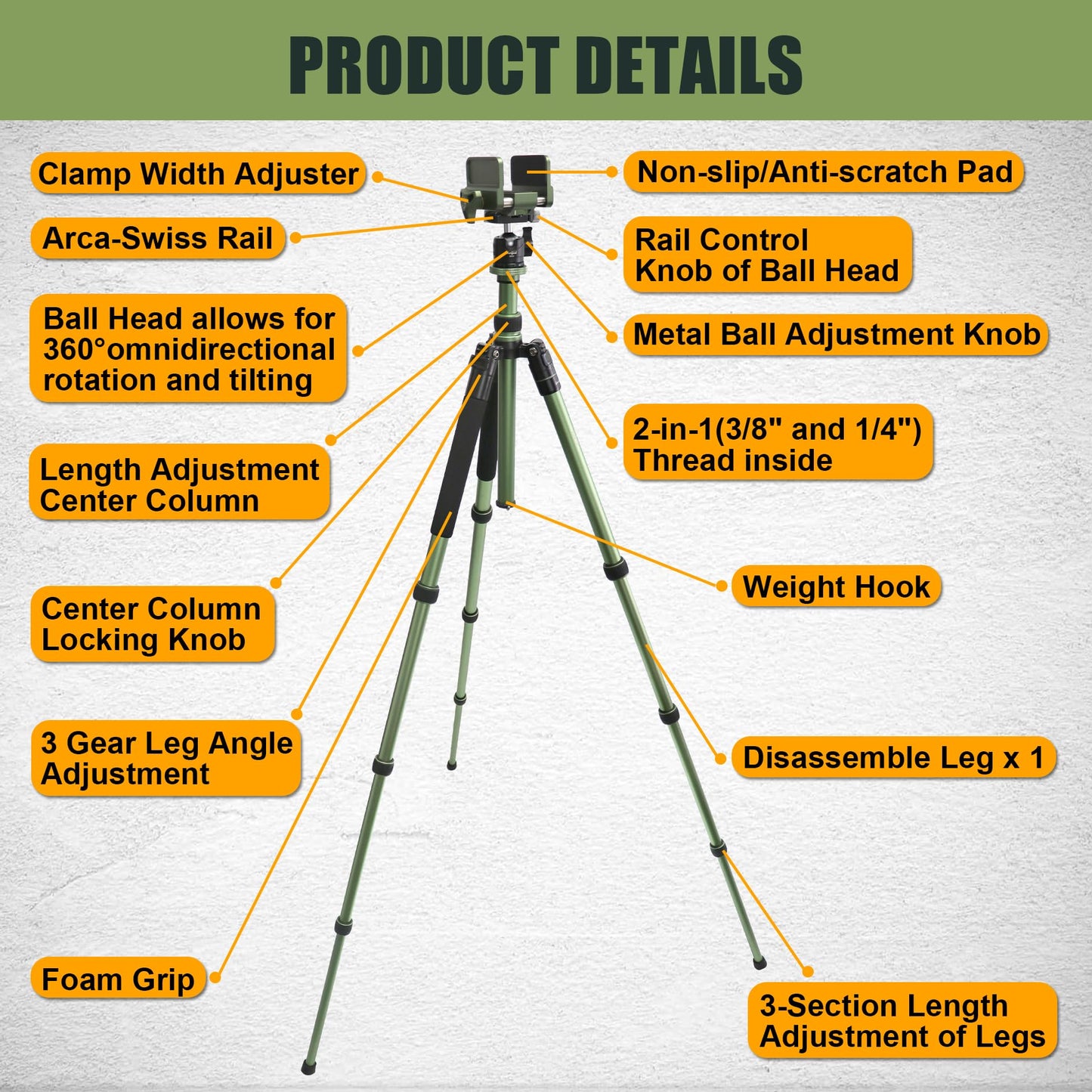HUNTPAL 19"-65" Hunting Tripod Shooting Stick Gun Rifle Rest