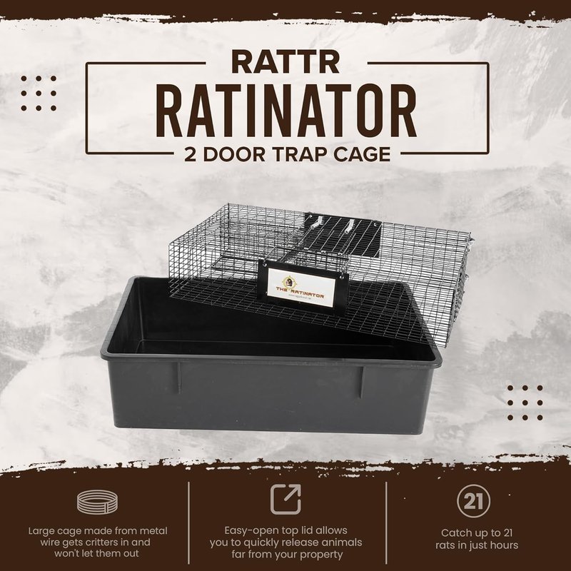 Rugged Ranch Live Rat and Mouse Trap Cage - Humane Multi-Catch Rodent Control | Large Metal Wire Design for Indoor/Outdoor Use