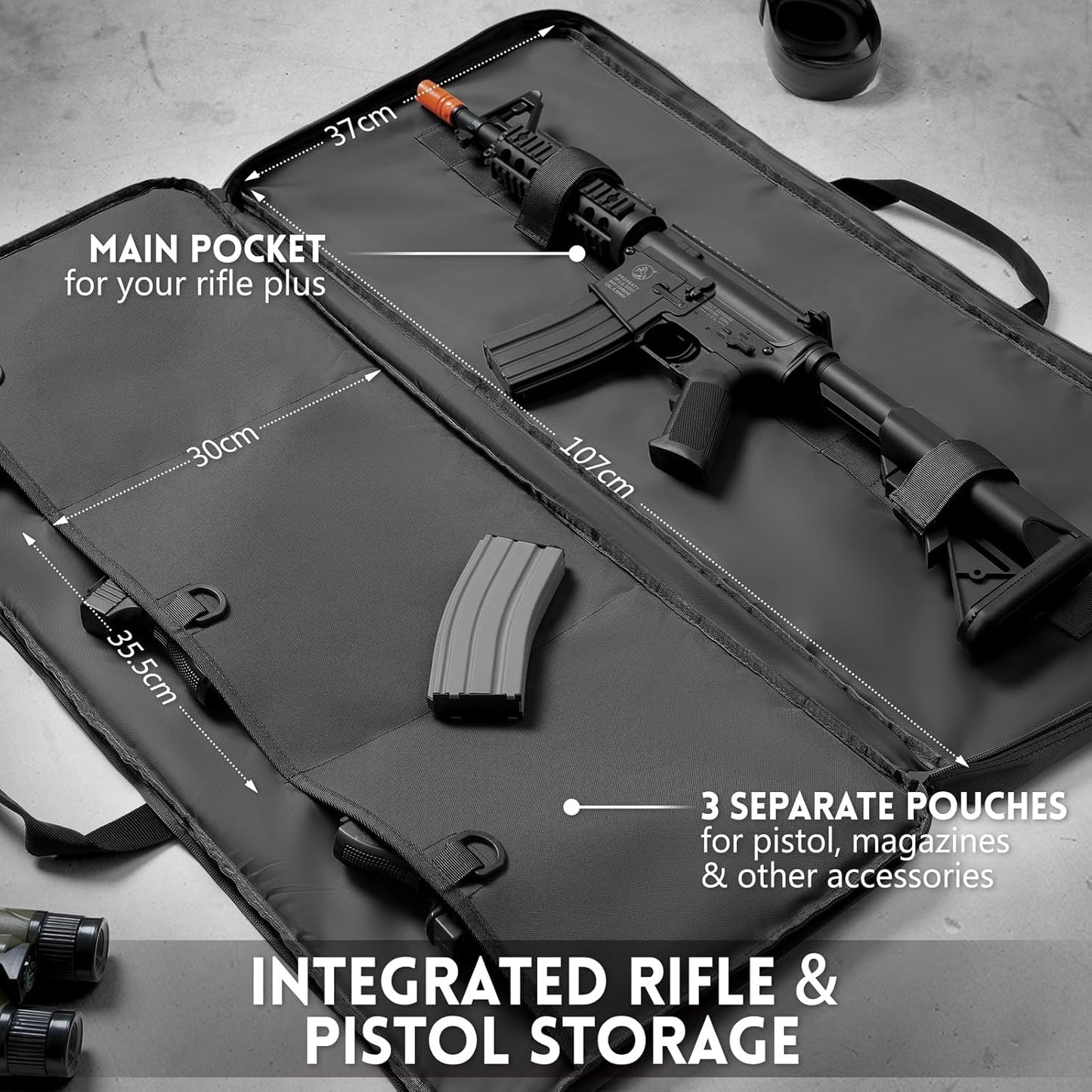 Tactical Padded Soft Rifle Case - MOLLE System, Fits Scoped Rifles | Adjustable Sling & Dual Zipper