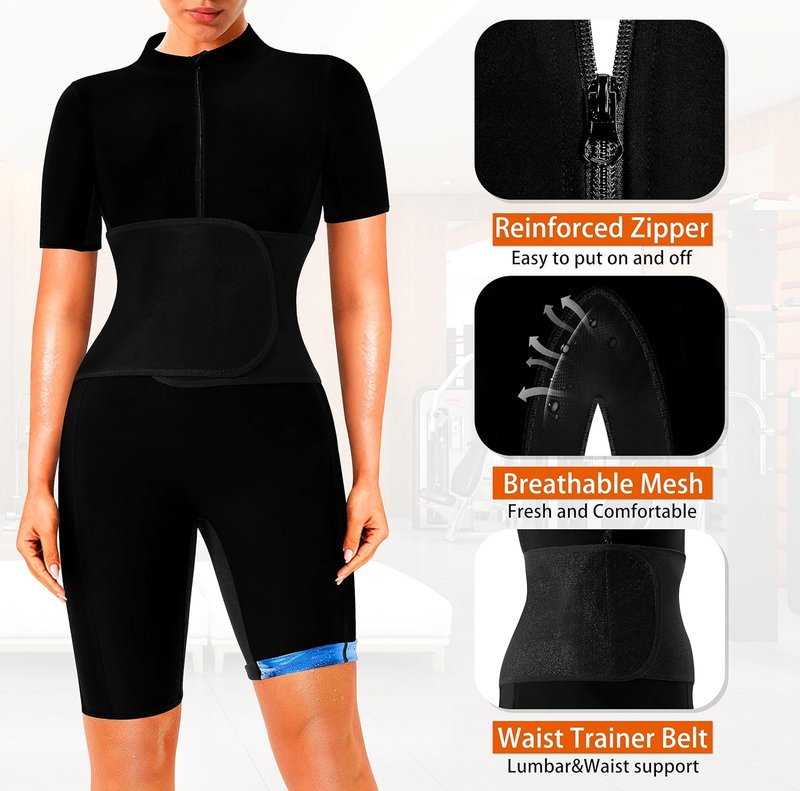 Sauna Suit for Women - Full Body Jumpsuit for Waist Training & Belly Fat Reduction | Breathable Design