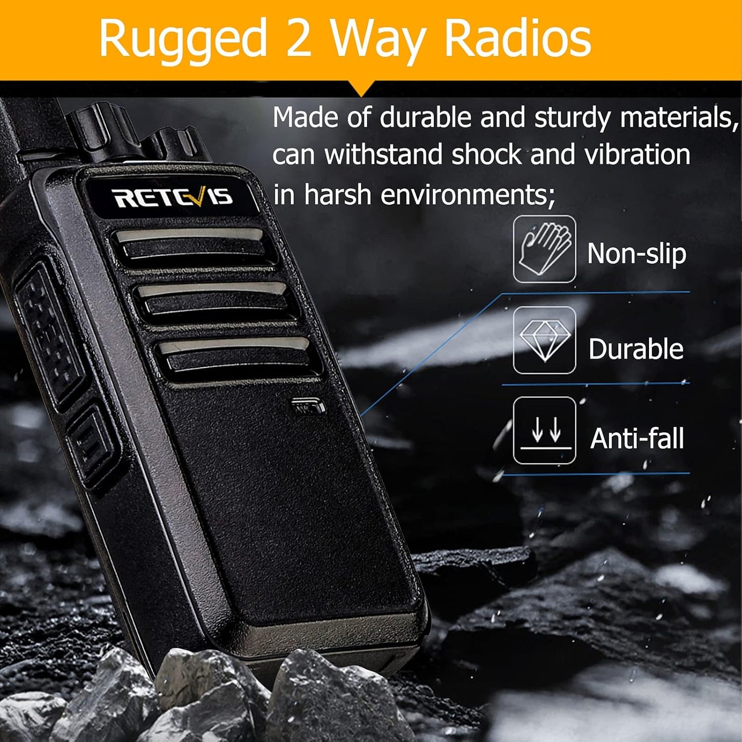 Retevis RT68 Walkie Talkies - Long Range 2-Way Radios for Adults | Rechargeable 1200mAh Battery, Portable (4 Pack)