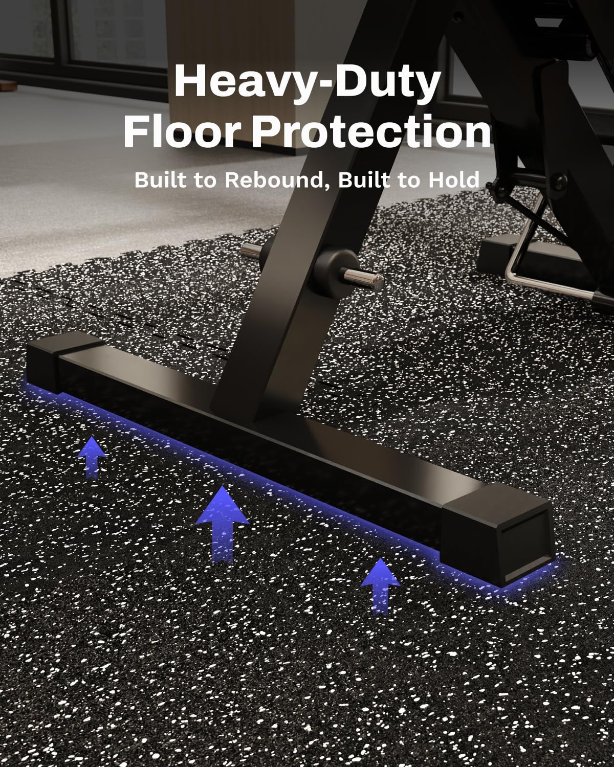 AIRHOP Exercise Equipment Mats - 0.56in Thick Interlocking Rubber Tiles | 24 x 24in, 96 Sq Ft Gym Flooring