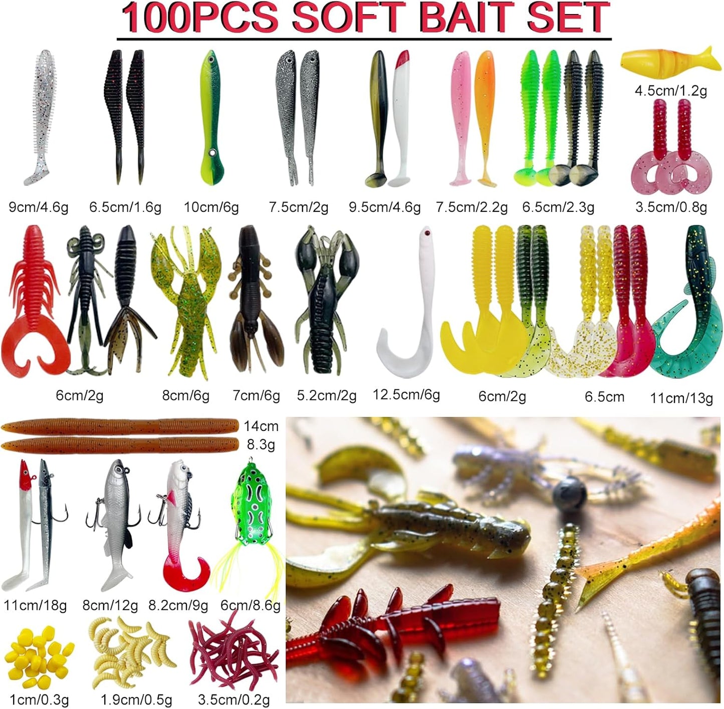 Fishing Lures Kit - 346-Piece Tackle Box Set with Crankbait, Minnow, Spinnerbaits & More for Freshwater/Saltwater Fishing