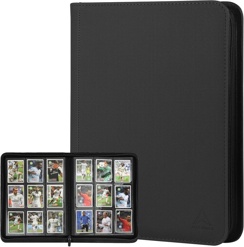 9 Pocket Card Binder - 540 Capacity Zip Closure | Sturdy PU Leather Protector for MTG, TCG, Sports & Collectibles (Black)