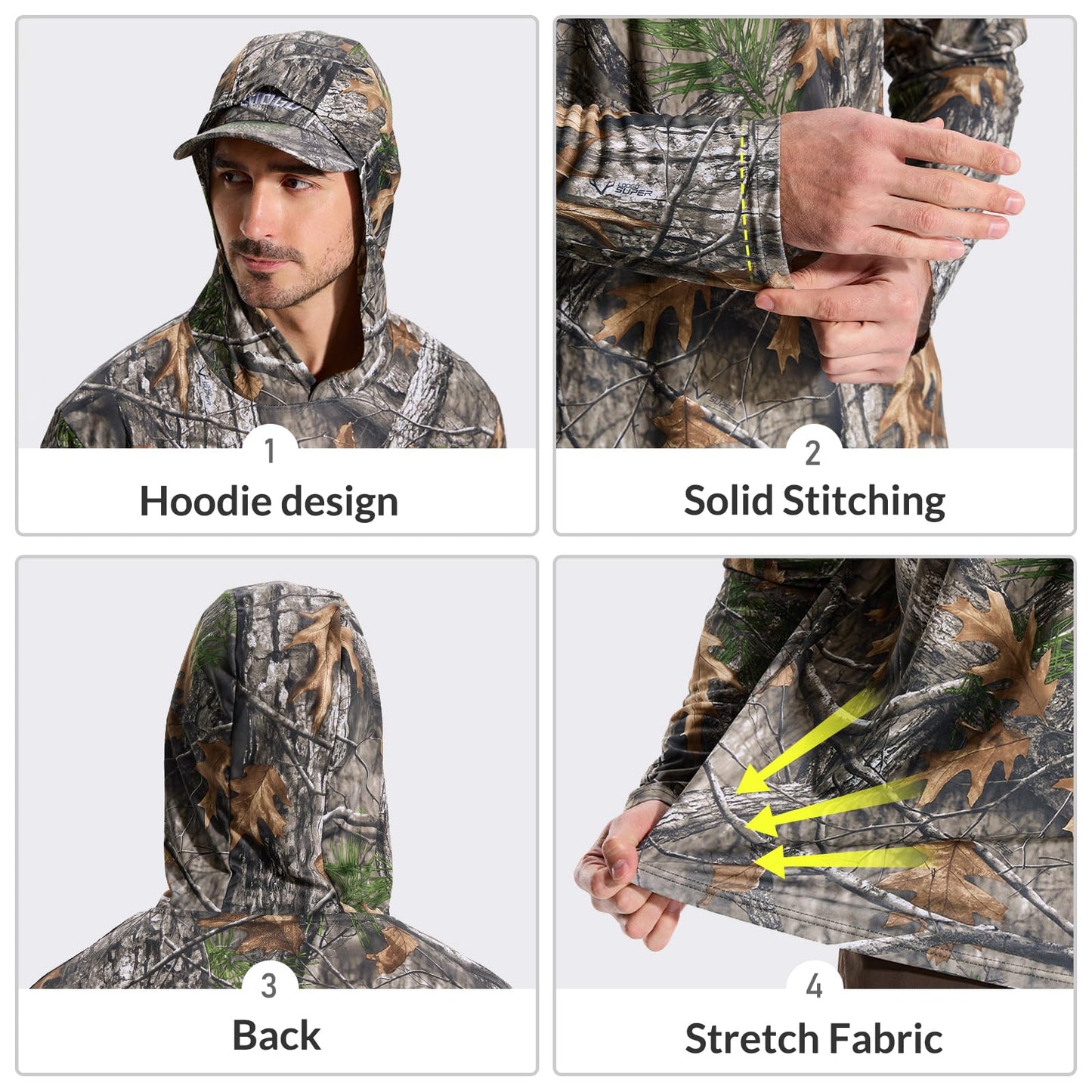 LOOGU Men’s Hunting Camo Shirt Lightweight, Camouflage Shirts for Men Long Sleeve Shirt for Fishing Hiking Camping