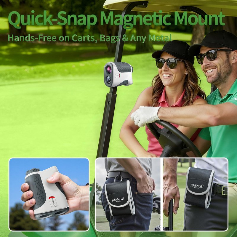JUANGU Golf Rangefinder with Slope, 1200 Yards Laser Range Finder, 7X Magnification, Flag Lock, Magnetic Mount, IP54 Waterproof, Tournament Legal