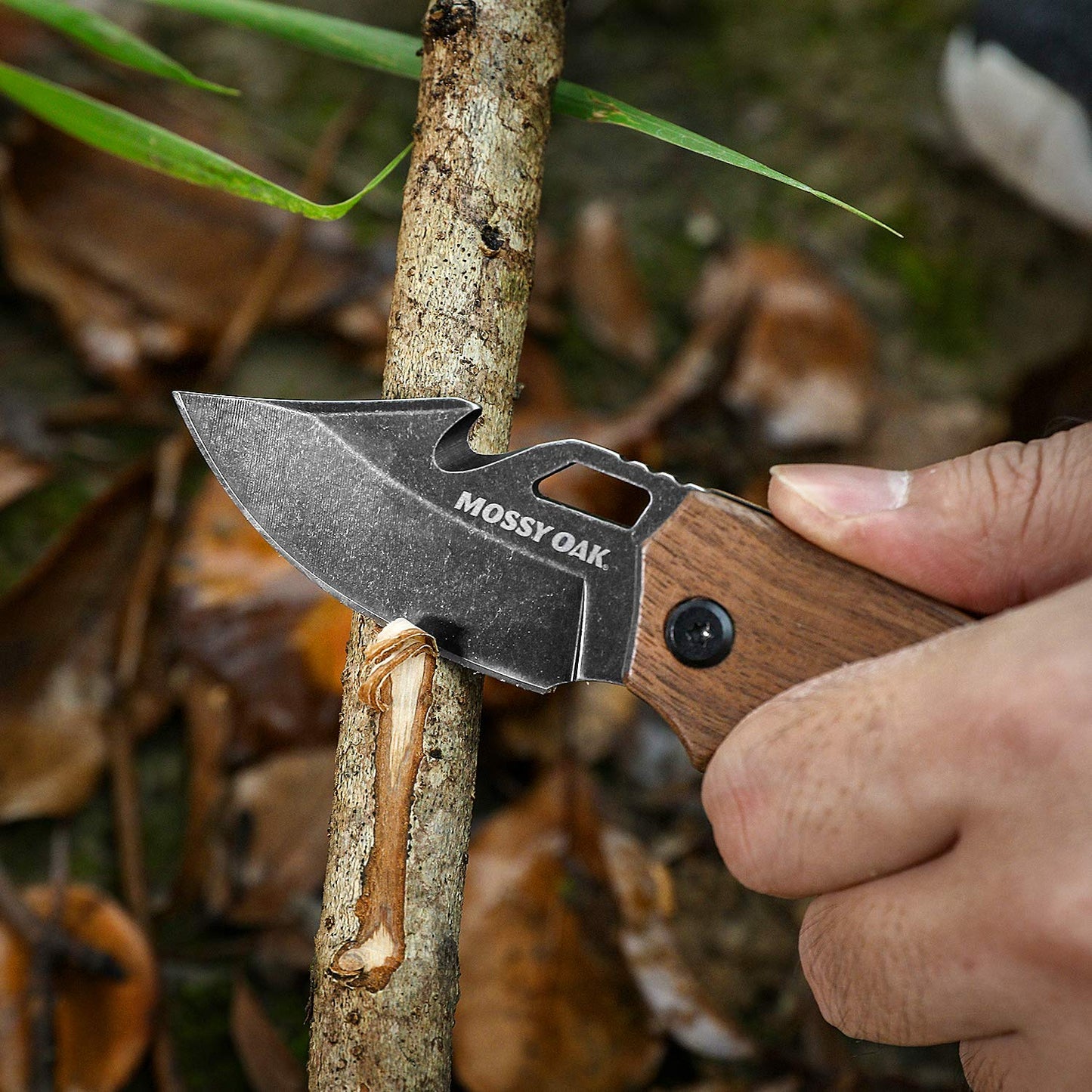 Mossy Oak Mini Folding Pocket Knife, Stainless Steel Drop Point Blade - EDC Multi-tool with Bottle Opener and Glass Breaker (Brown)