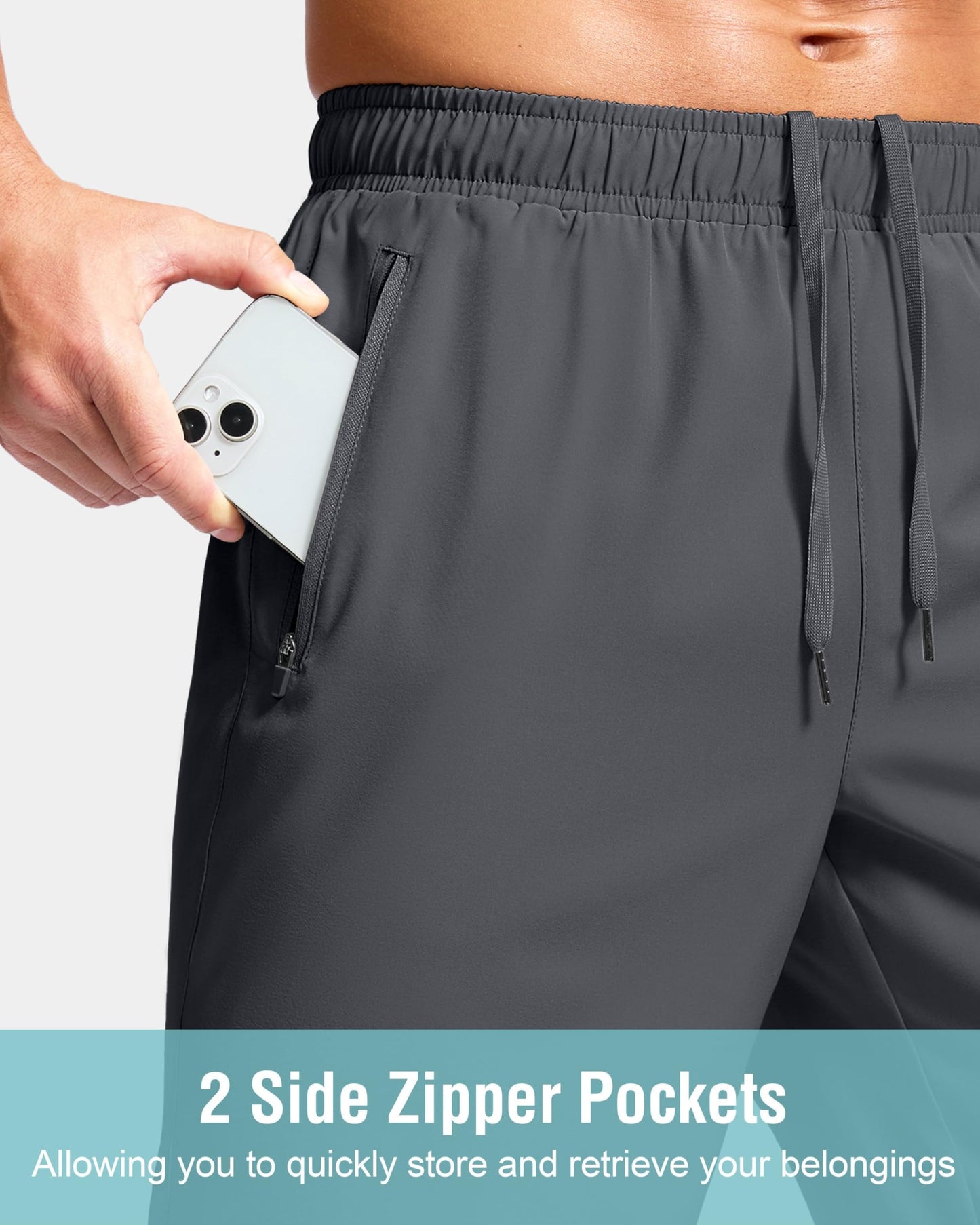 G Gradual Men's Athletic Running Shorts with Zipper Pockets Quick Dry 7"/ 5"/ 9" Workout Gym Shorts for Basketball Hiking(Dark Grey,5XL)