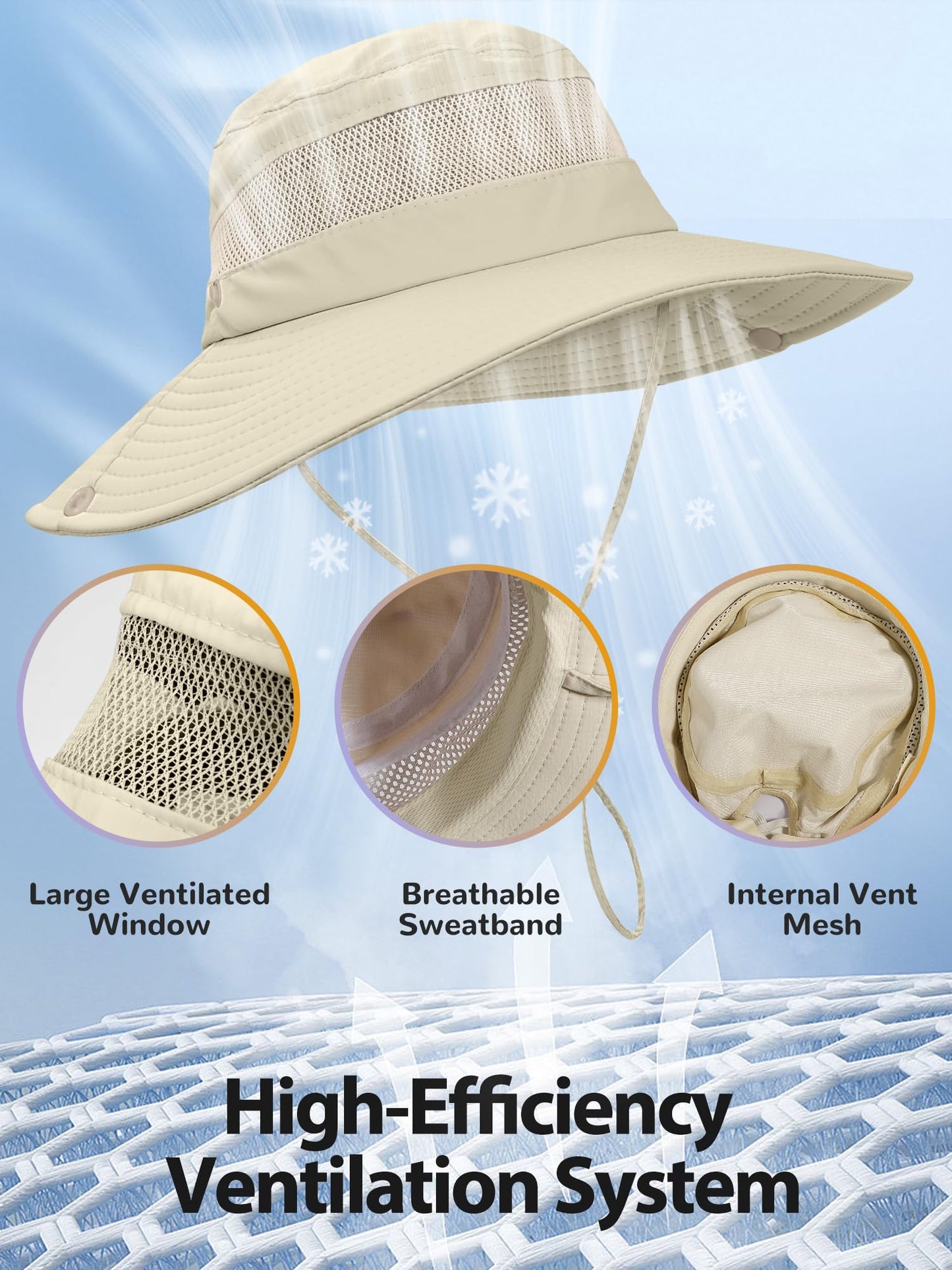 EW East Water Sun Beach Hat for Women, UPF50+ Waterproof with Ponytail Hole