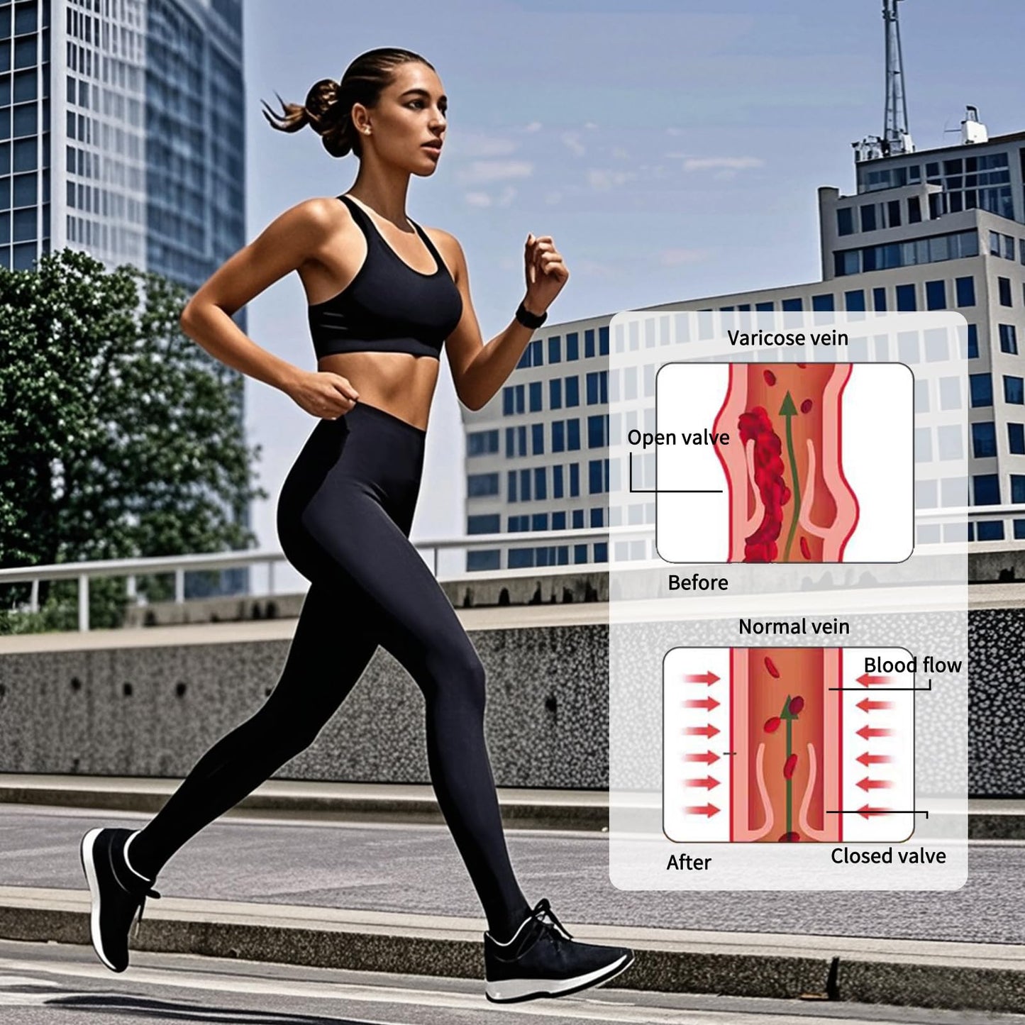Medical Compression Tights for Women, 20-30 mmHg Closed Toe Compression Pantyhose Support Graduated Compression Stockings Leggings Tights for Varicose Veins Edema