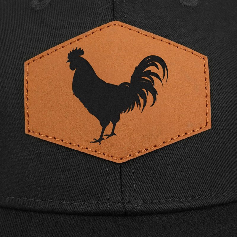 Jiaazerd Rooster Baseball Cap for Chicken Lovers,Leather Trucker Hat Snapback Hat for Men Women Brown