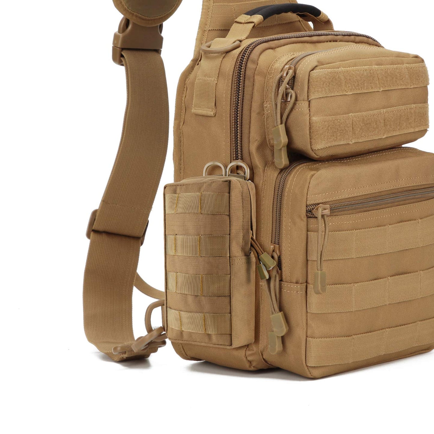 FRTKK 2 Pack Molle Pouches - Tactical Compact Water-Resistant EDC Pouch Small Utility Pouch Bags (Patch Included) (2 Pack-Tan 3)