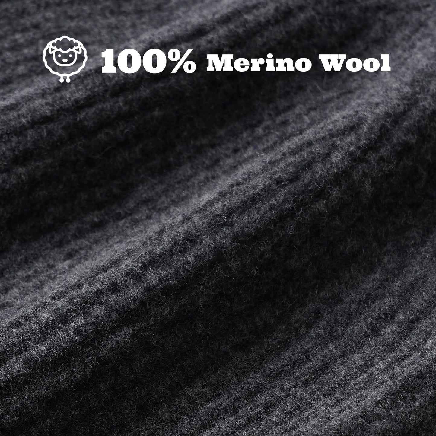 ACUSHLA 100% Merino Wool Beanie for Men & Women Oversize Winter Hat for Big Head Unisex Knit Watch Cap Skull Wrap for Cold Weather, M-L Dark Grey