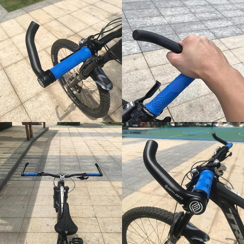 FIFTY-FIFTY Bike Bar Ends, Mountain Bike Handlebar Ends, Aluminium Alloy MTB Bicycle Bar Extender (Black)