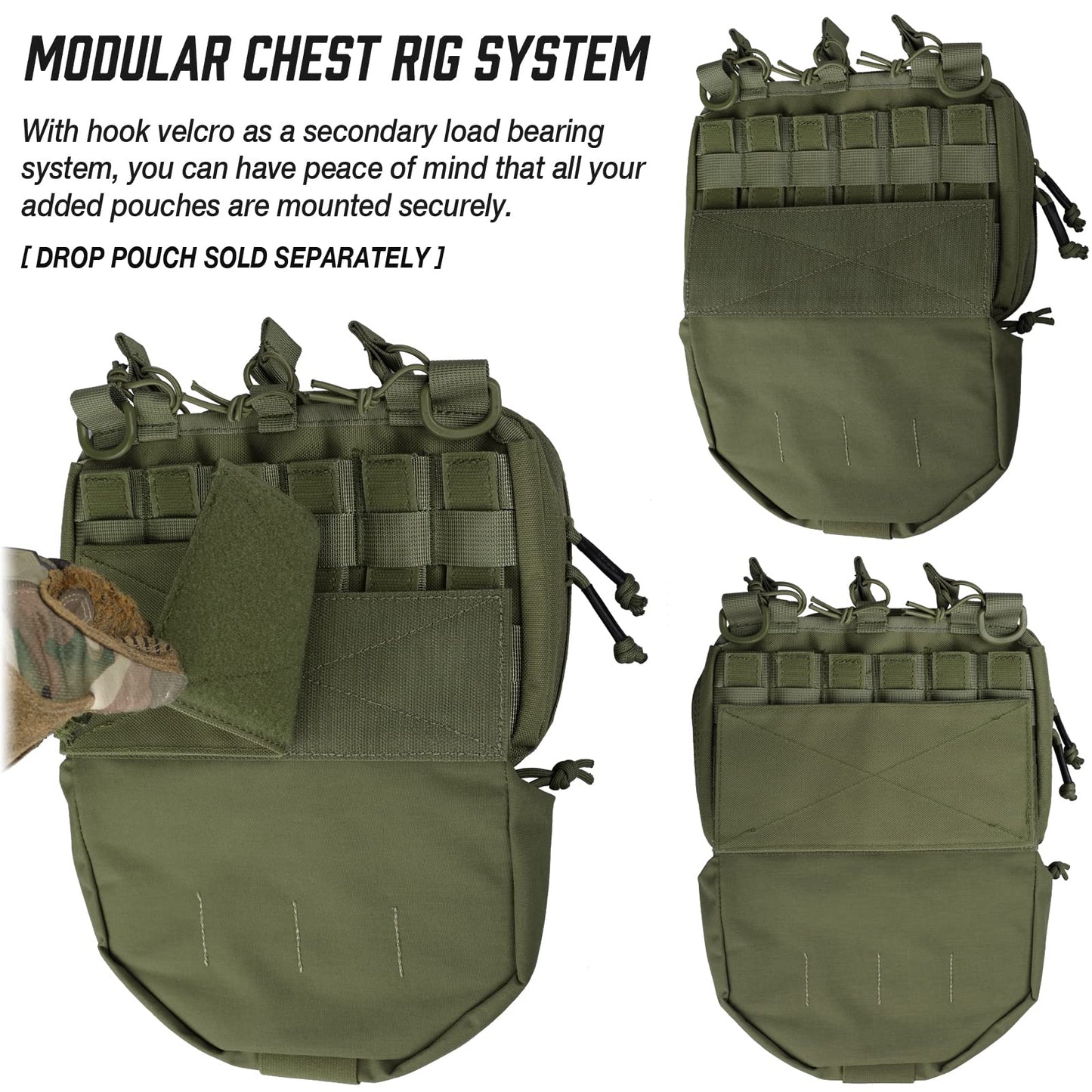 WYNEX Tactical Mag Admin Pouch, Molle Utility Tool Pouch Medical EMT Organizer with Triple Stacker Magazine Holder for M4 M16 Patch Included