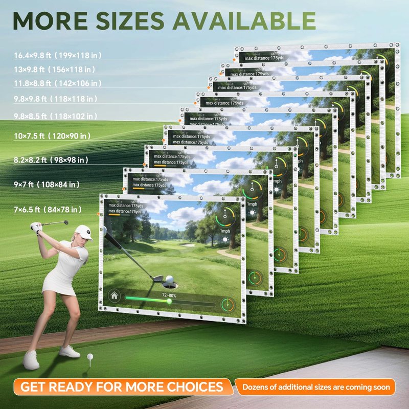 FFRESW Golf Simulator Impact Screen for Home & Garage Training, Indoor Practice Screen, 3-Layer Hitting Screen with HD Visuals for Enclosure and Net,Track Launch Monitor Projector Screen for Man