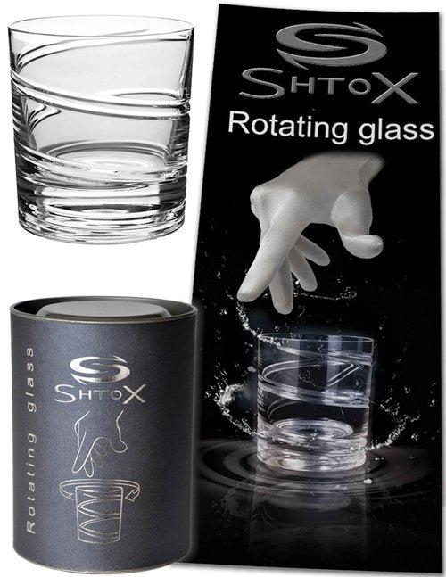 Shtox Rotating Glass (Art 002) Spinning Whiskey Glass for Any Occasions - Unique and Old Fashioned Barware Tumbler Crystal Whiskey Glasses, Spin Glasses for Scotch, Bourbon, Cocktail 320ml
