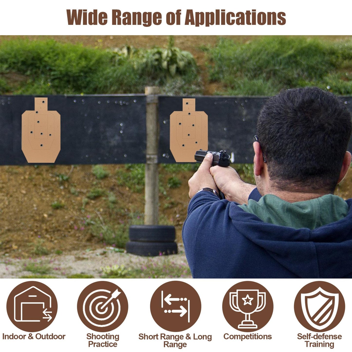 20 Pcs Shooting Targets for USPSA, 30x18in Tactical Cardboard Targets, Shooting Targets Silhouette Cardboard, Targets for Shooting Range Practice Competitions Self-defense Training