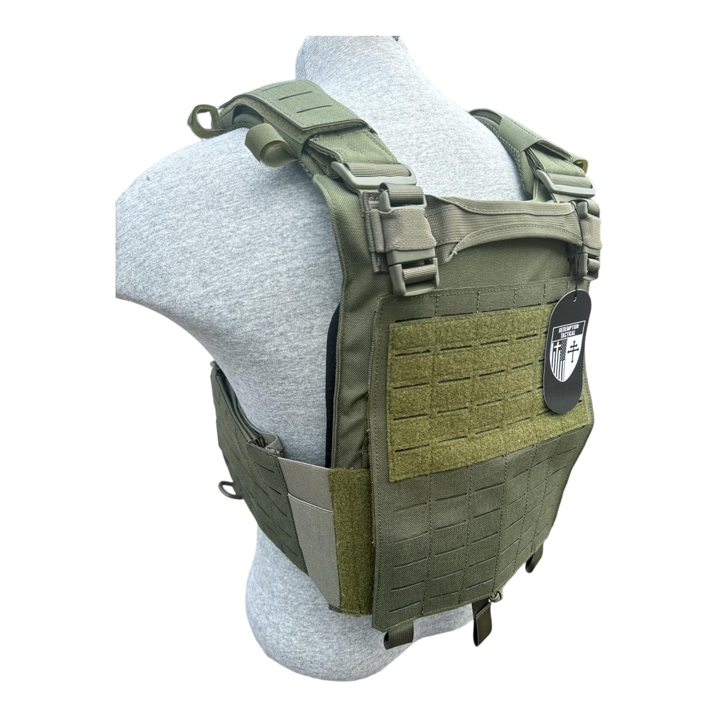 Redemption Crusader 2.0 Molle Quick Release Buckles Vest with Side Cummerbund Pouches and Triple Pouch (OD Green)