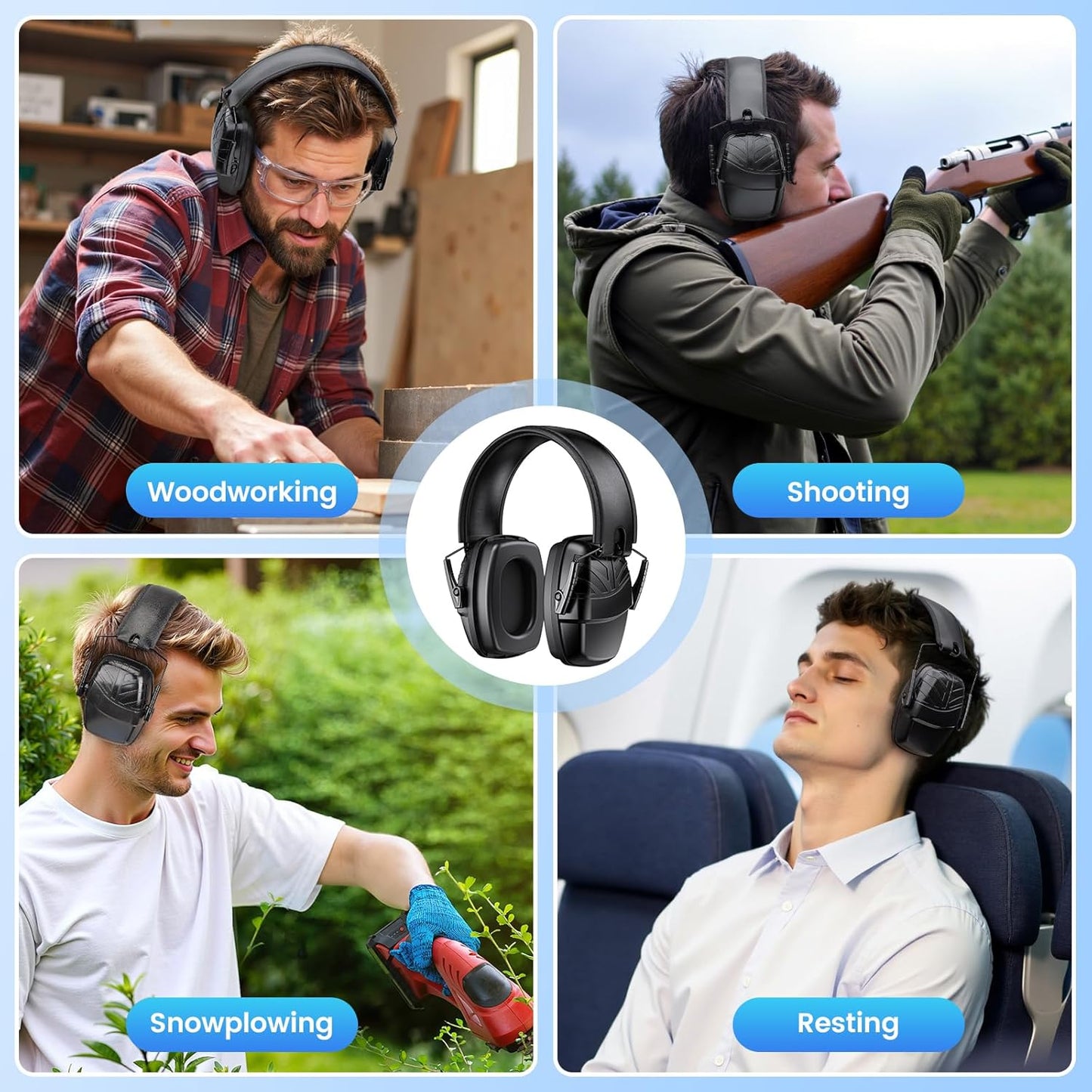 Link Dream Ear Protection - NRR 35dB Noise Canceling Ear Muffs with Adjustable Headband for Shooting | 2-Pack
