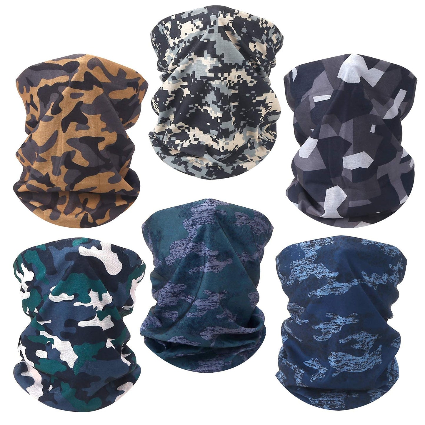 Fivali 6 Pack Neck Gaiter Face Mask: Cooling Windproof Breathable Bandana