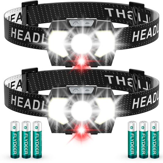 Lsnisni LED Headlamp 2 Pack,1500 Lumen Bright Head Lamp with 7 Modes,Lightweight and Adjustable Headlight for Head,IPX5 Waterproof Head Light for Adults Camping Outdoor, 6AAA Batteries Included