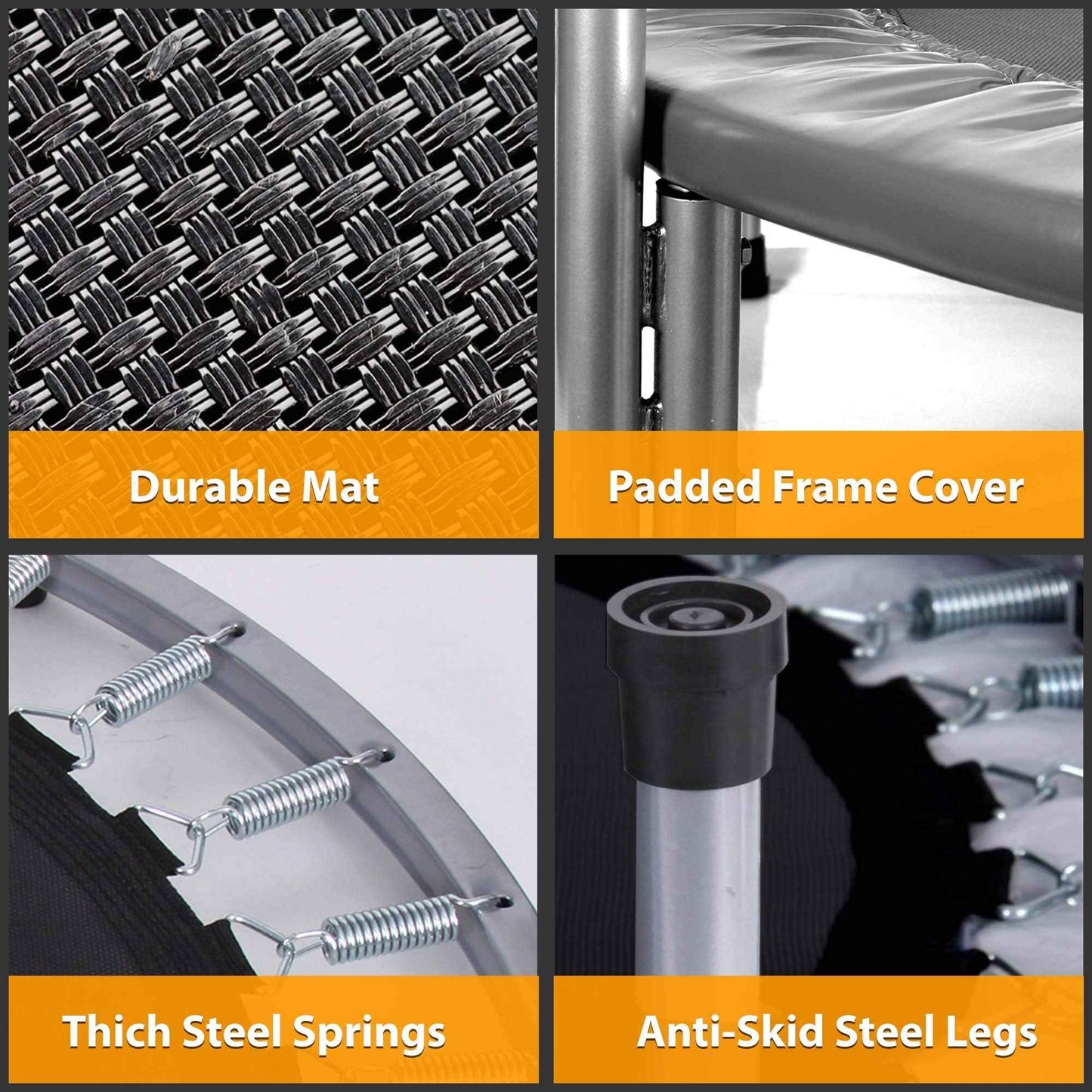 SereneLife 50" Trampoline - In-Home Cardio Fitness Rebounder with Adjustable T-Bar Handle, Silent Heavy Duty Exercise Trampoline for Adults