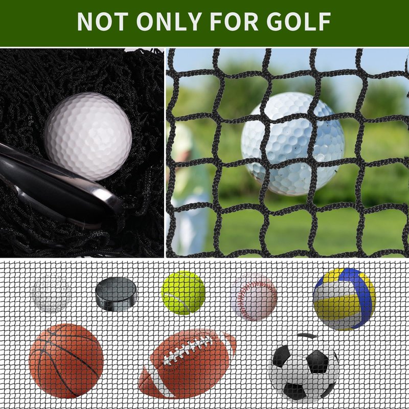 NQB Golf Net & Practice Net with Steel Hanging Kit & Nylon Rope, Golf Hitting Net for Golf, Baseball, Hockey, Soccer Net or Indoor Garage, and Driving Nets for Backyard