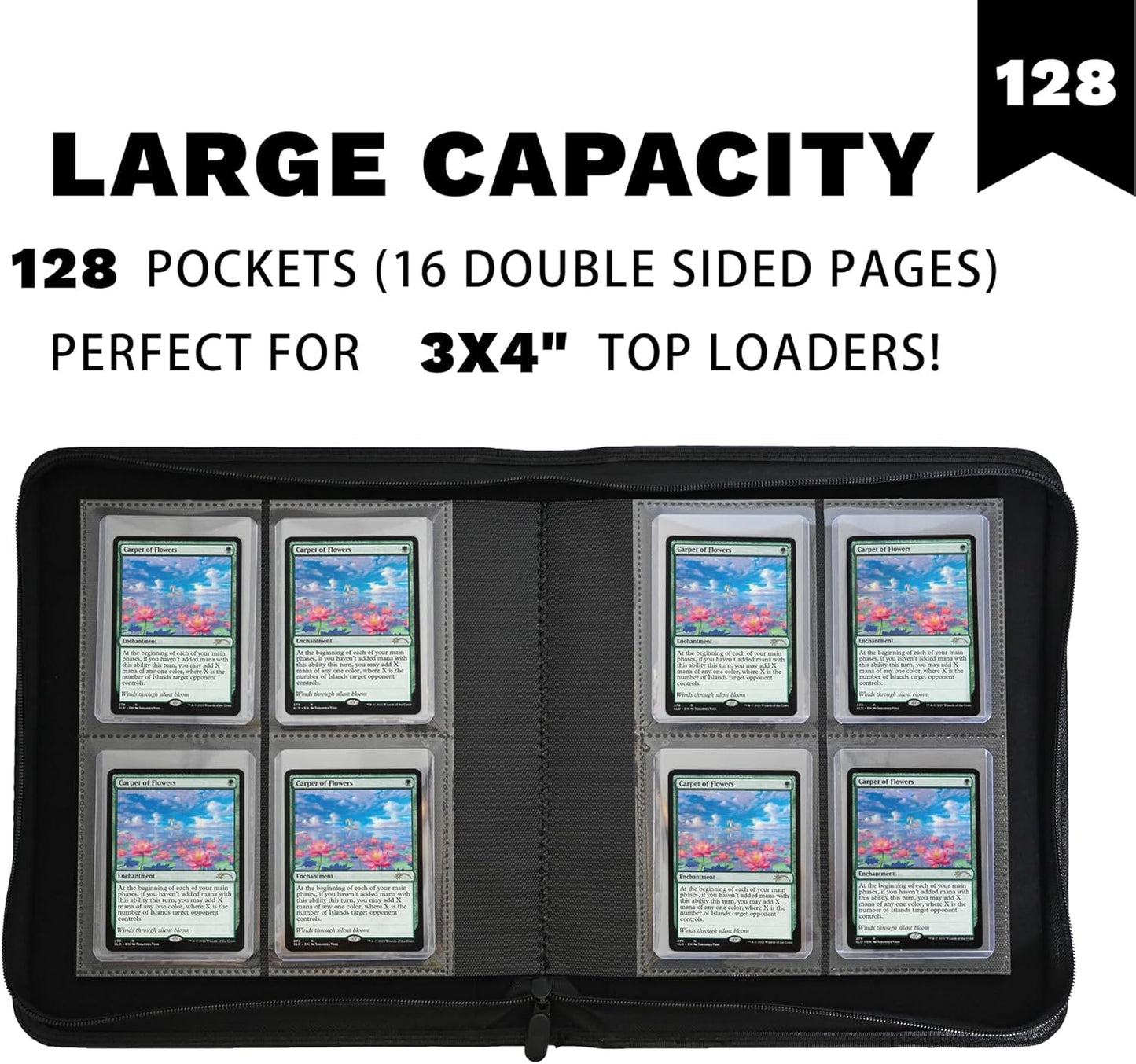 Toploader Binder - 4 Pocket Card Holder for 3" x 4" Rigid Cards | Holds 128 Trading Cards