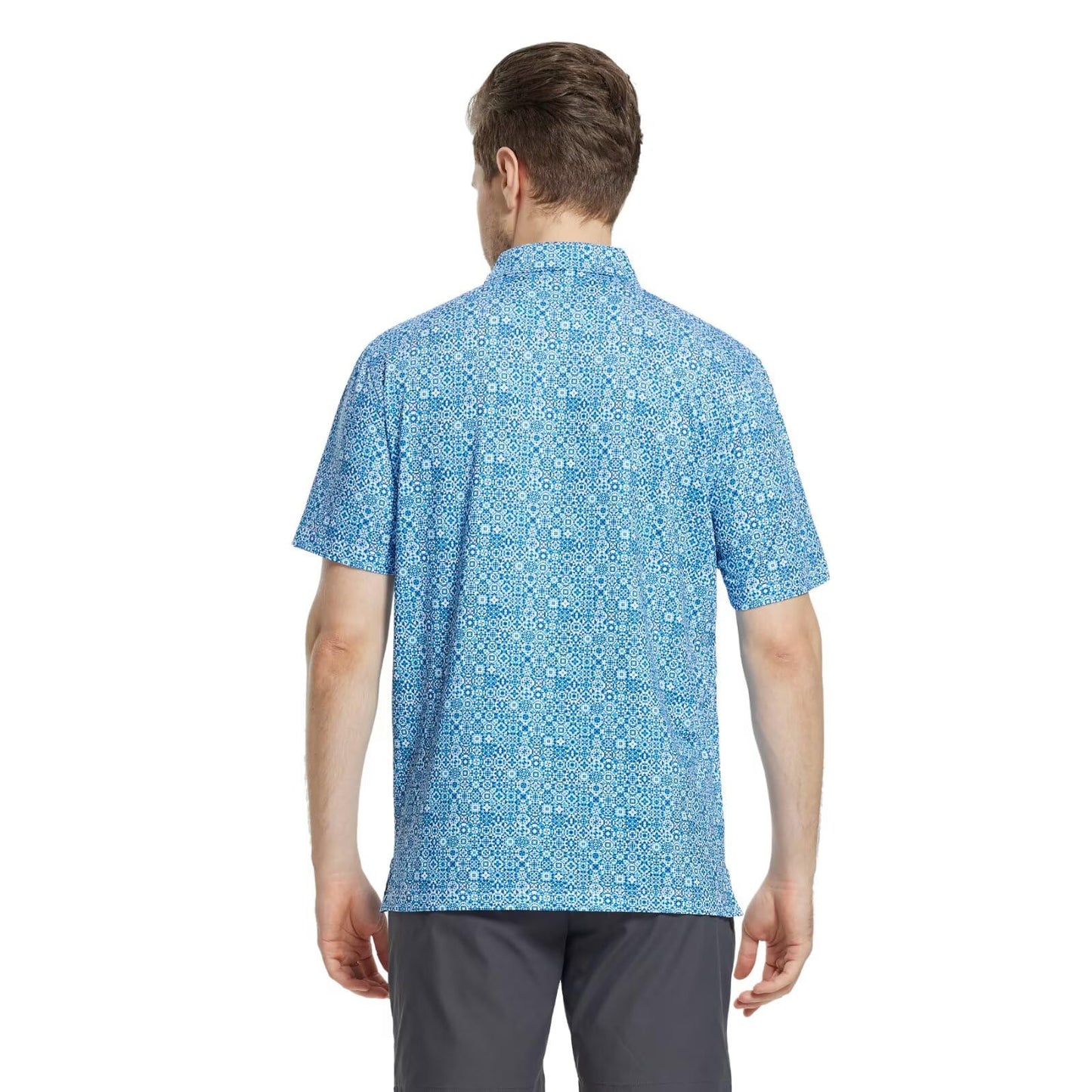 M MAELREG Mens Golf Shirt Short Sleeve Dry Fit Print Moisture Wicking Performance Patterns Collared Polo Shirt
