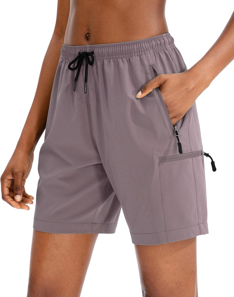 SANTINY Women's 5''/ 7''/9'' Hiking Cargo Shorts Quick Dry Lightweight Summer Shorts for Women Athletic Golf Zipper Pockets(Dusty Purple_S)