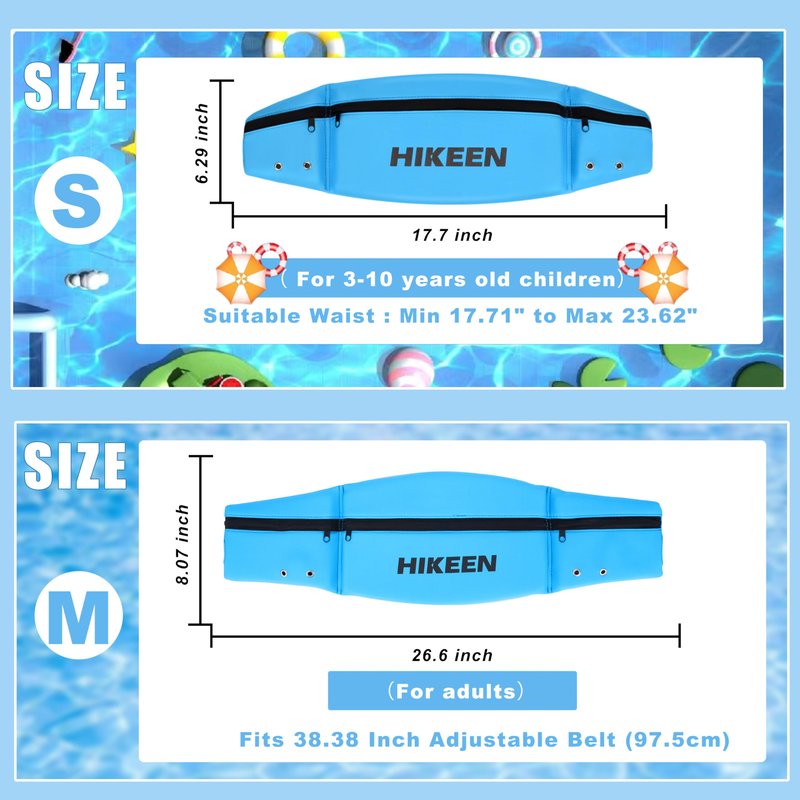 Hikeen Swim Belt for Adults,Water Aerobics Equipment with Fixing Straps and Zipped Pocket,Adults Pool Exercise Equipment for Pool Exercises and Workouts (Blue)