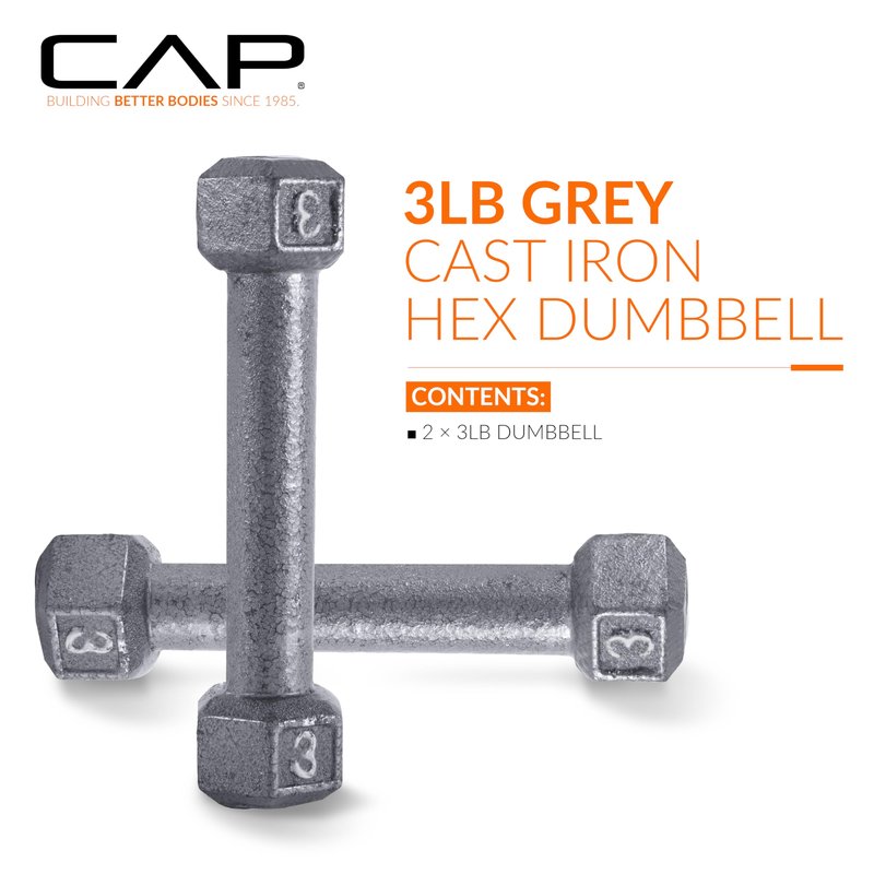 CAP Cast Iron Hex Dumbbell, Pair, 15 lb