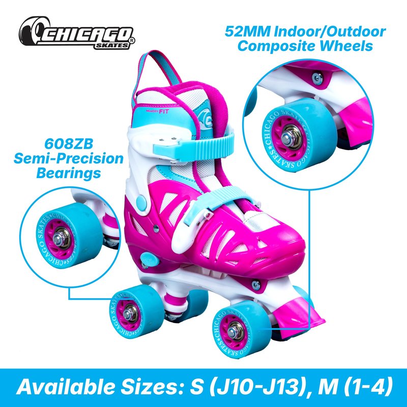 Chicago Skates Girls Adjustable Junior Quad Skates