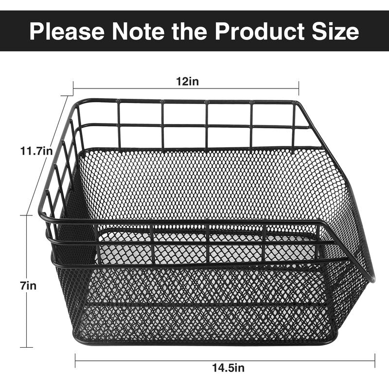 WEEROCK Bike Rear Basket Rear Rack Basket Steel Wire for Bicycle Carge Rack, Black