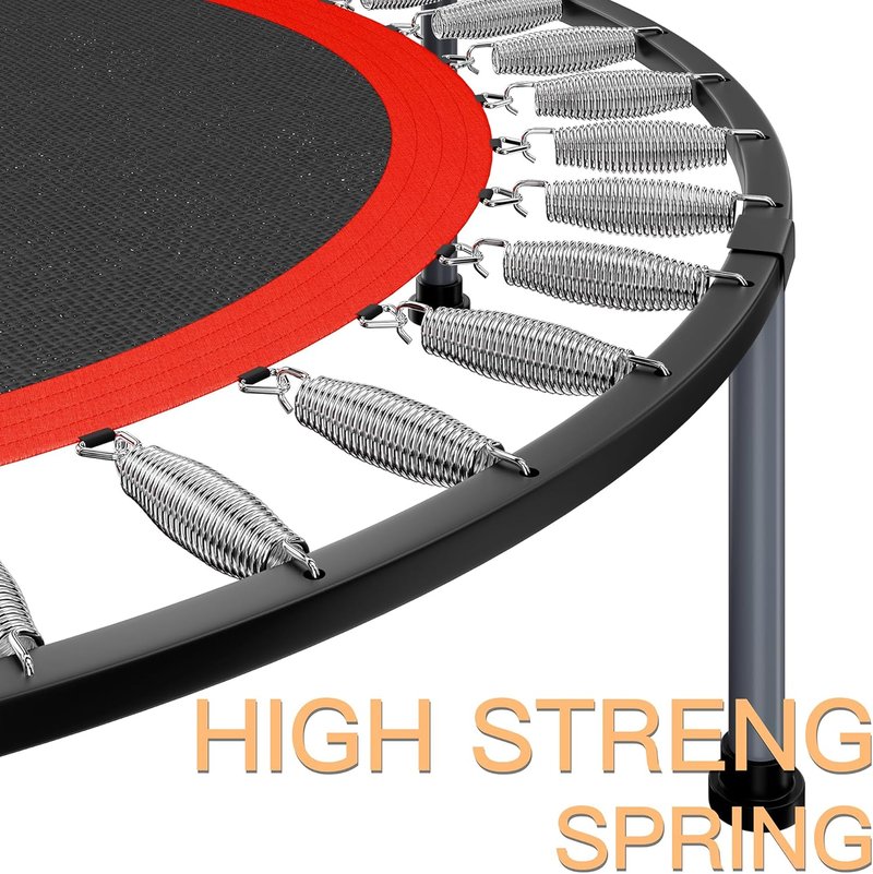 Foldable Mini Fitness Rebounder - Adjustable Foam Handle, Max Load 440 lbs | 40"/48" Indoor Cardio for Adults