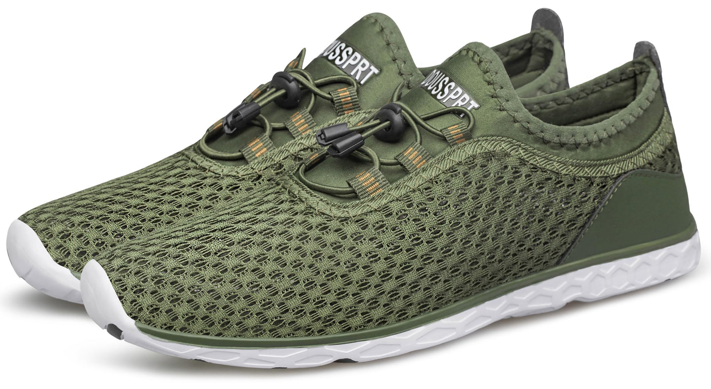 DOUSSPRT Men's Water Shoes Quick Drying Sports Aqua Shoes DarkGreen Size 11