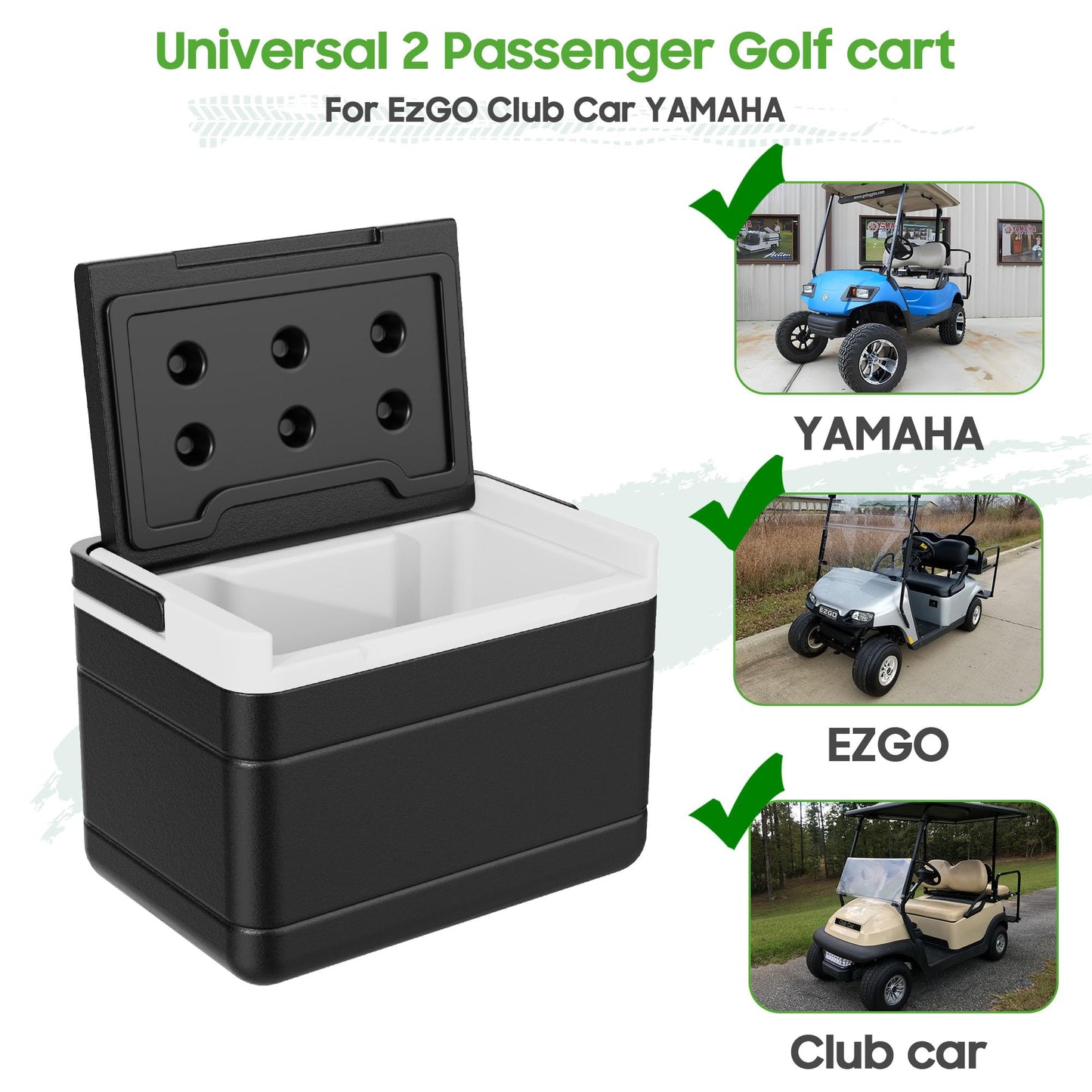 10L0L Golf Cart Ice Cooler Universal Insulated Portable Cooler Lightweight Ice Chest Box with Mounting Bracket Kit for Yamaha,EZGO,Club Car