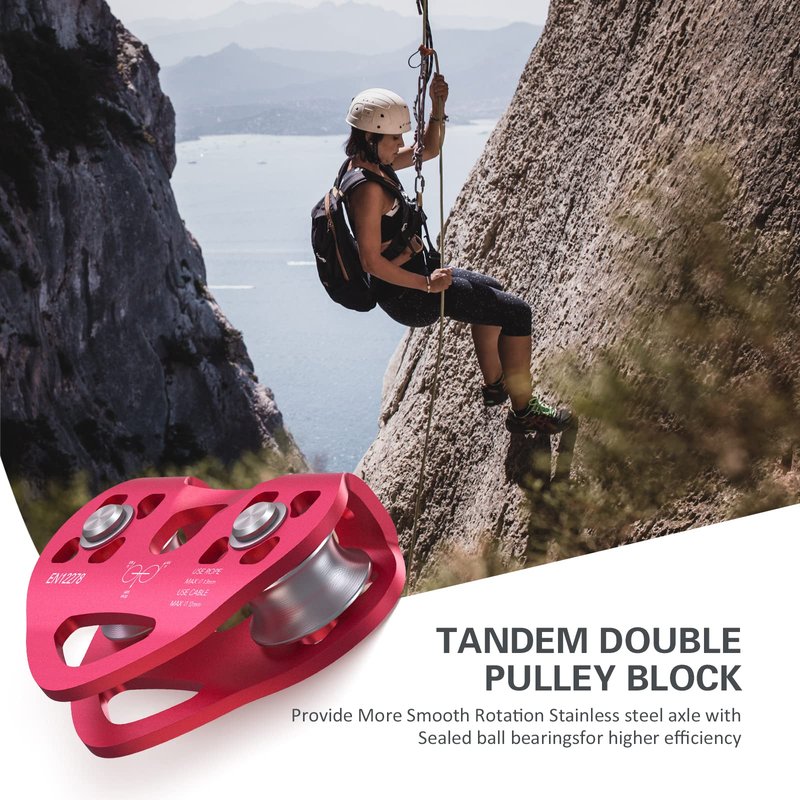 Lixada Zipline Pulley 30KN Trolley Rescue for 1/4 5/16 3/8 1/2 Cable Backyard Zipline, Hauling, Rigging and Commercial Purposes,Holds Upto 6700lbs