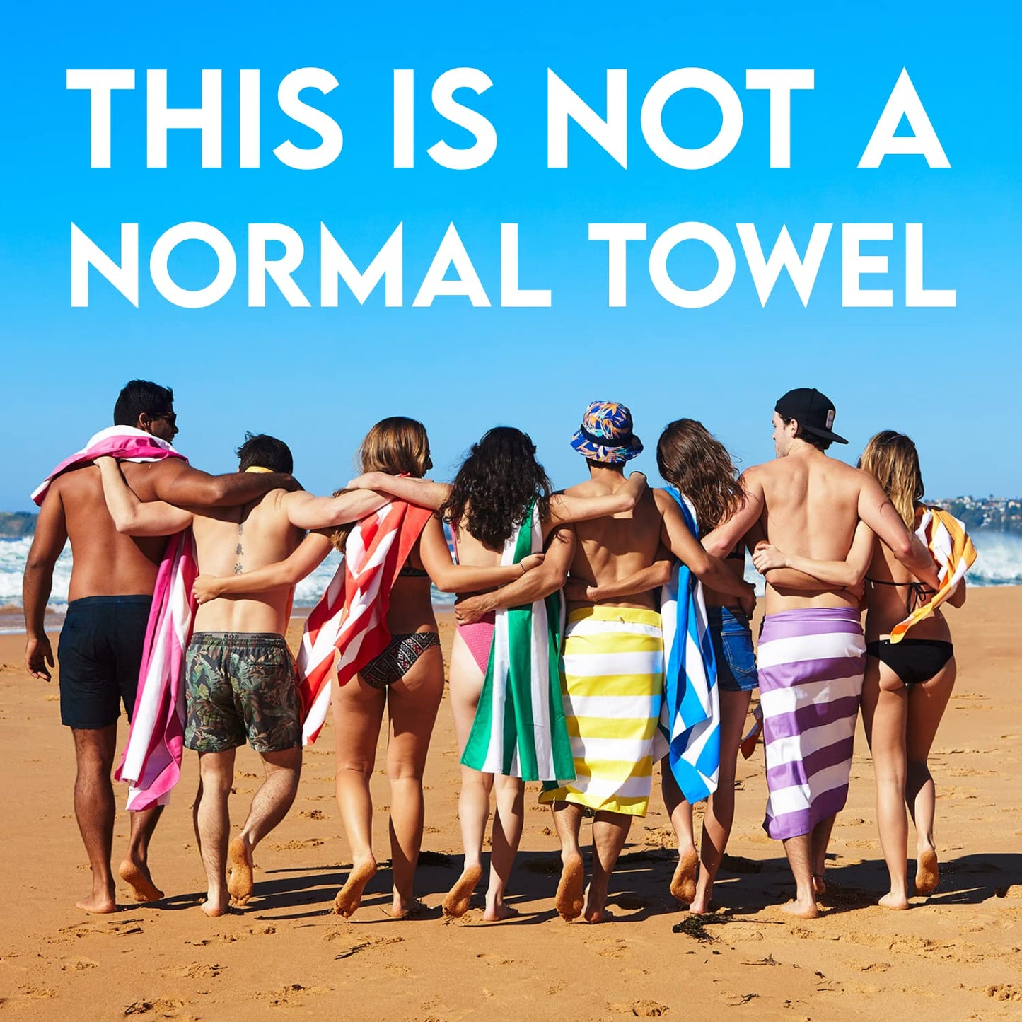 Dock & Bay Beach Towel - Quick Dry, Sand Free - Compact, Lightweight - 100% Recycled - Includes Bag - Cabana - Bondi Blue - Extra Large (200x90cm, 78x35)