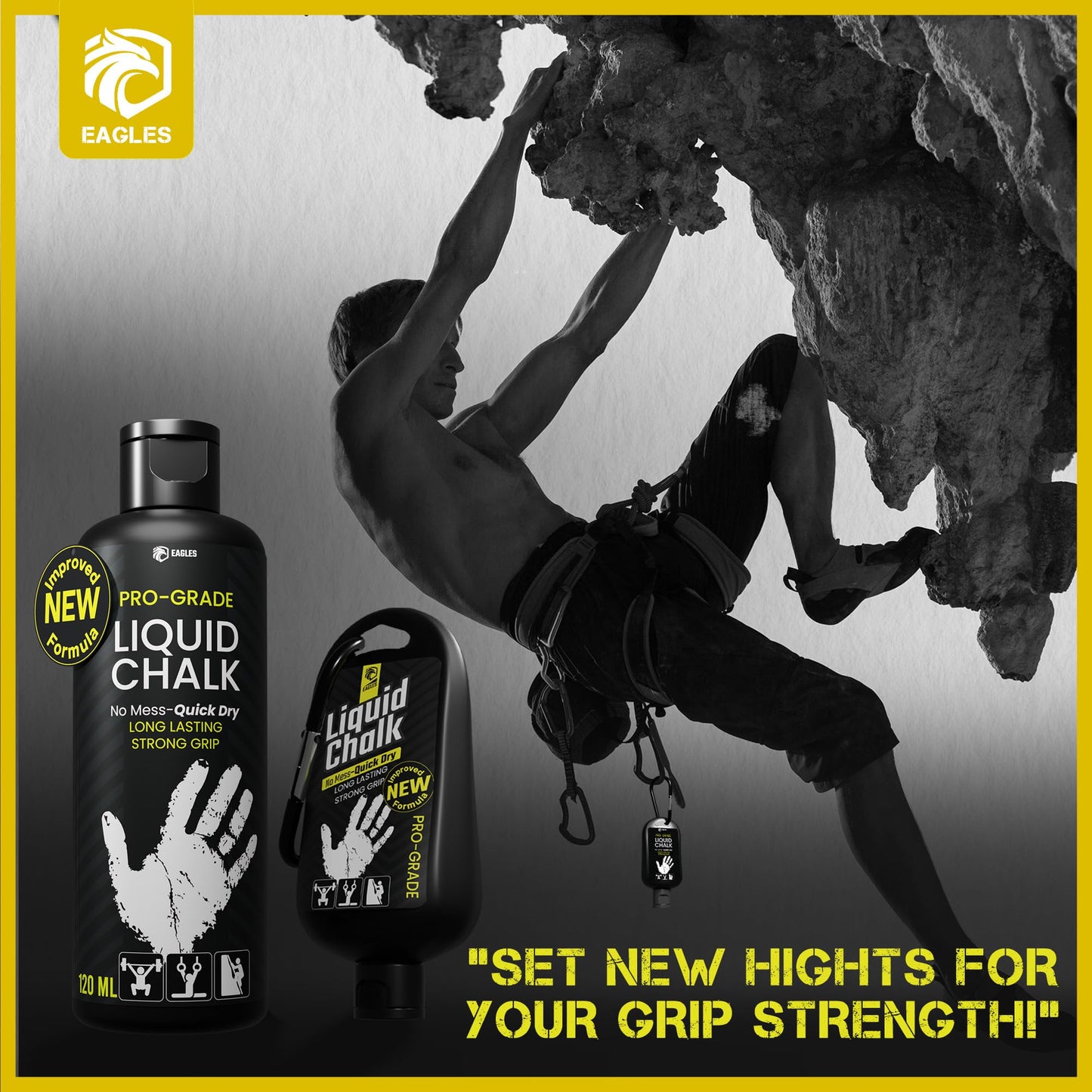 EAGLES Pro Grade Gym Liquid Chalk 50, 120 or 280ml Mess-Free Chalk for Weightlifting, Gymnastics Rock Climbing, Pole Grip, Sports Dries in Seconds - Sweat-Resistant and Long Lasting (50ml)